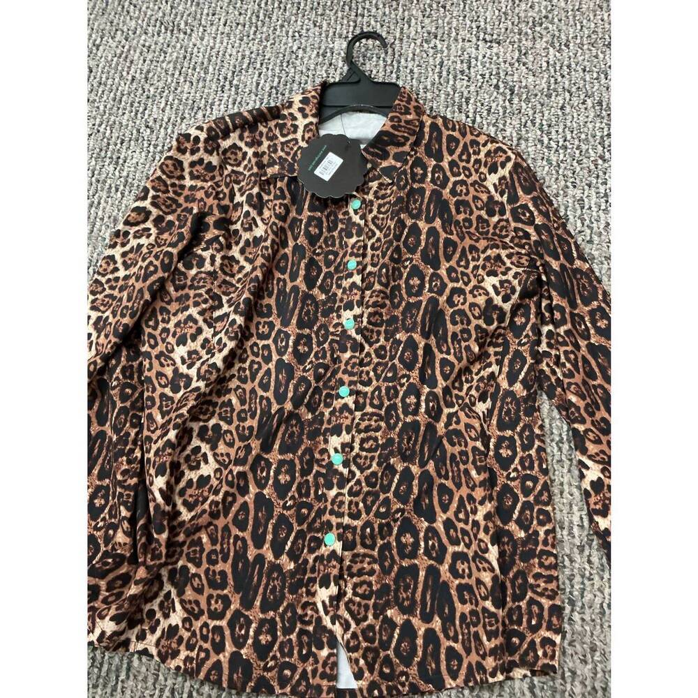 NEW STERLING KREEK women's feelin’ lucky snap front long sleeve shirt in leopard